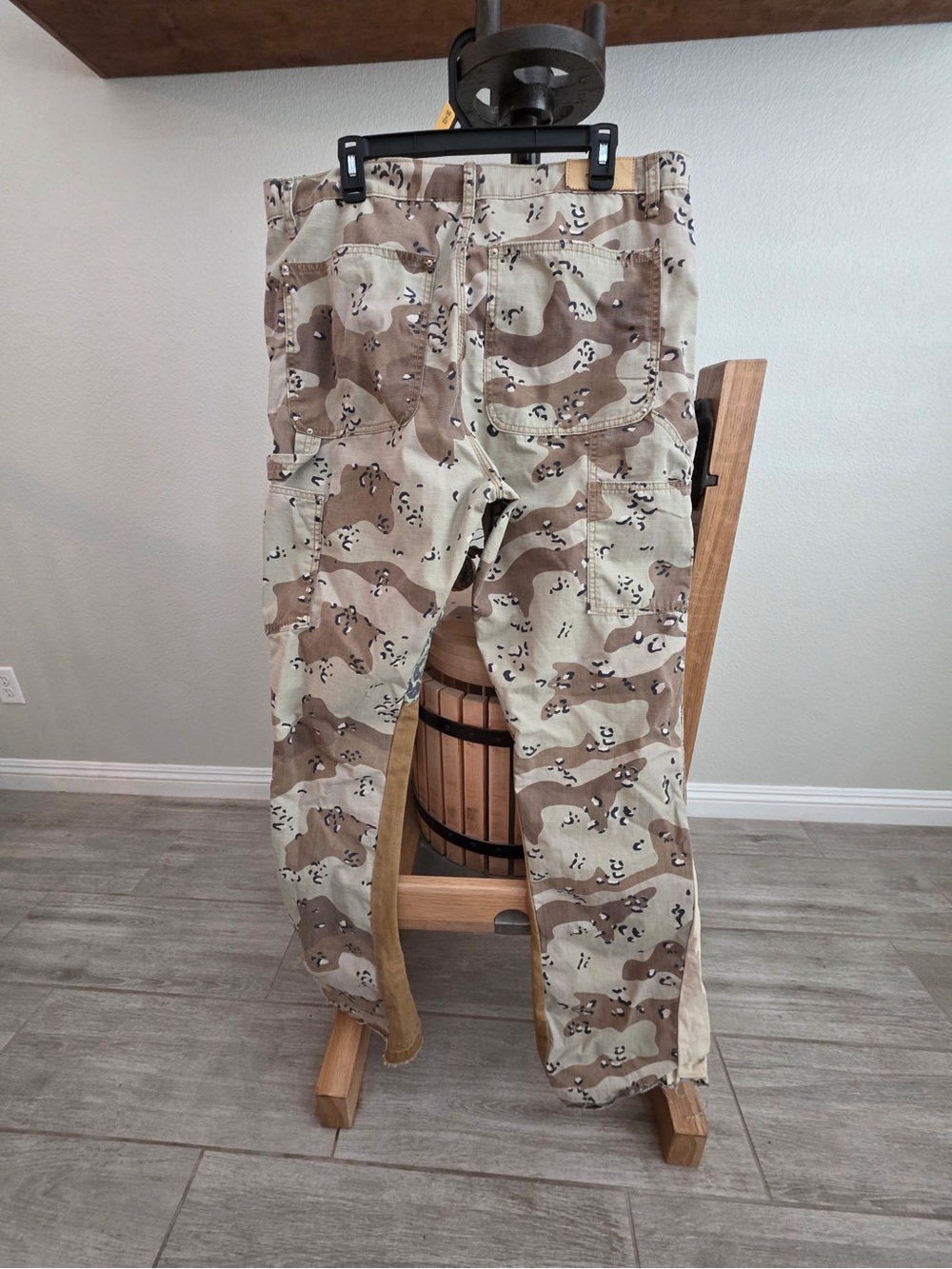 MNML Tan and Brown Desert Camo Raw Hem Cargo Pants - Picture 2 of 4